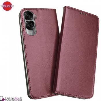 Telone dirbtinos odos dėklas - bordo spalvos (Huawei Honor 90 Lite) Telone dirbtinos odos dėklas - bordo spalvos (Huawei Honor 90 Lite)